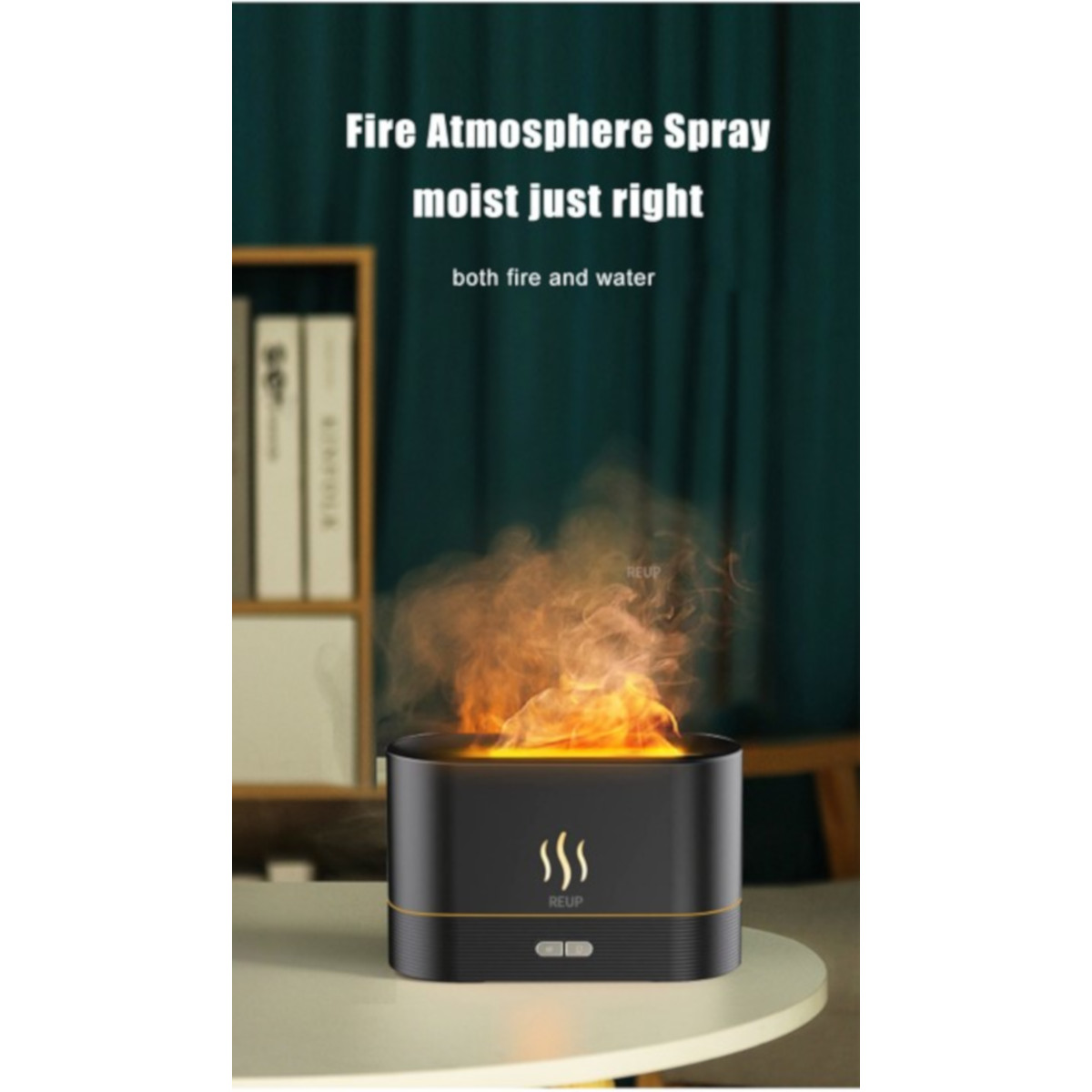 Humidificador Difusor Petukita Box Negro Efecto Llama