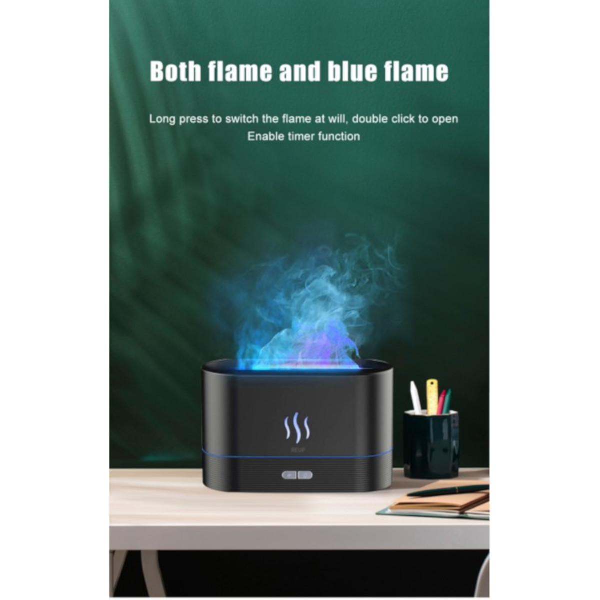 Humidificador Difusor Petukita Box Negro Efecto Llama