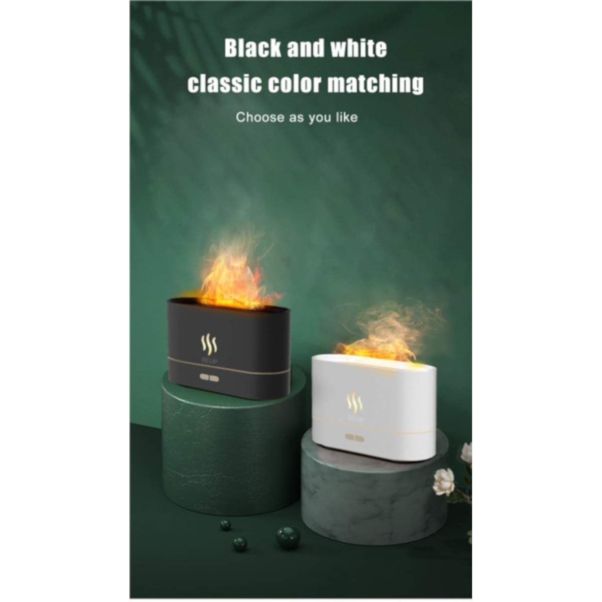 Humidificador Difusor Petukita Box Negro Efecto Llama