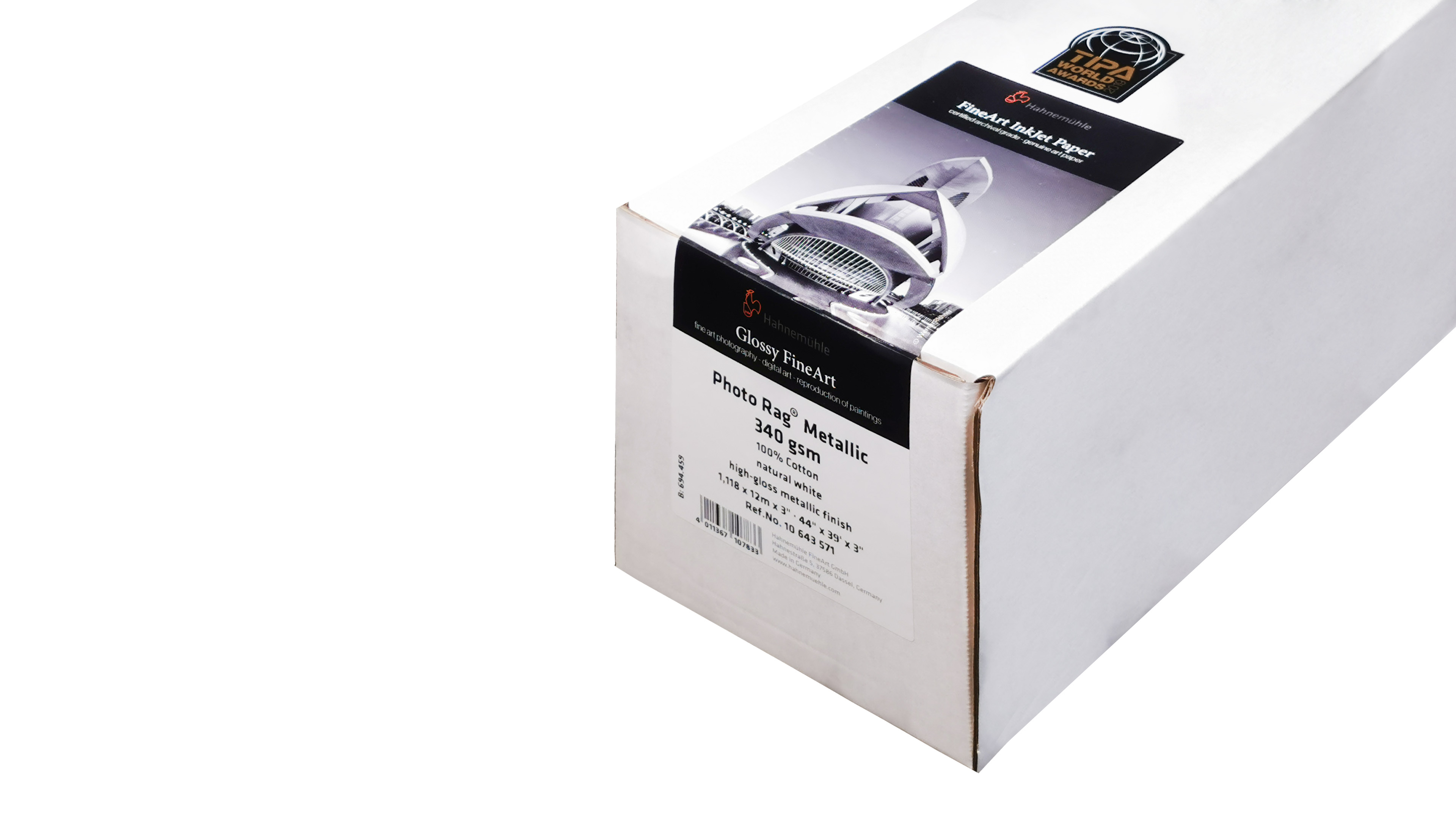 Papel Hahnemühle 10643571 Photo Rag® Metallic 44 Pulgadas Rollo con 12m Blanco