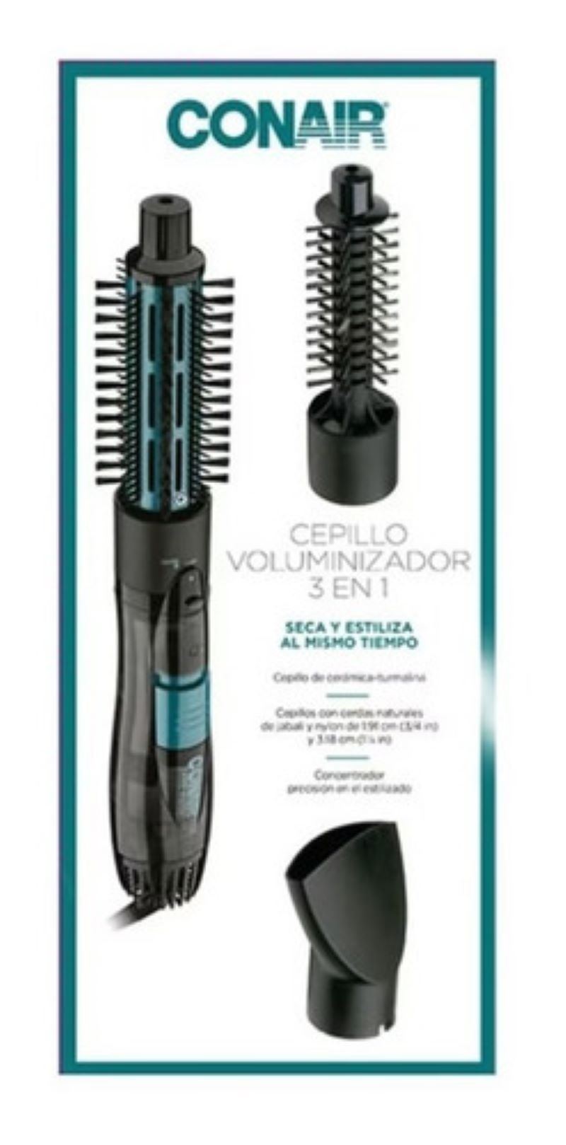 Cepillo Voluminizador Conair 3 en 1 BC171ES con Cerdas Naturales