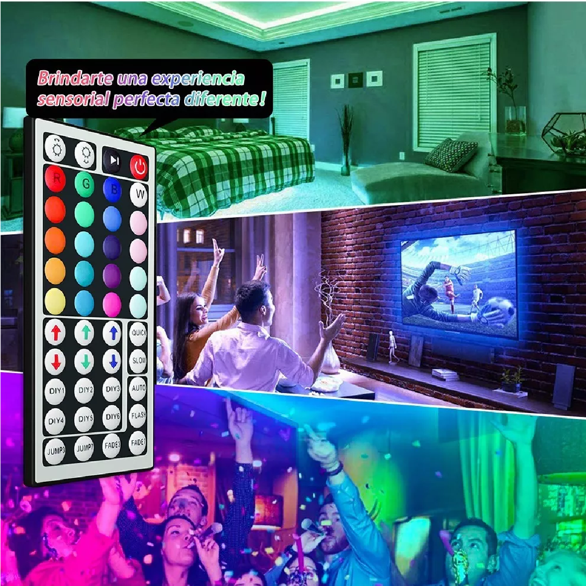 Kit De Luces De Tira Led Rgb Tiras Para Dormitorio De 20 Met