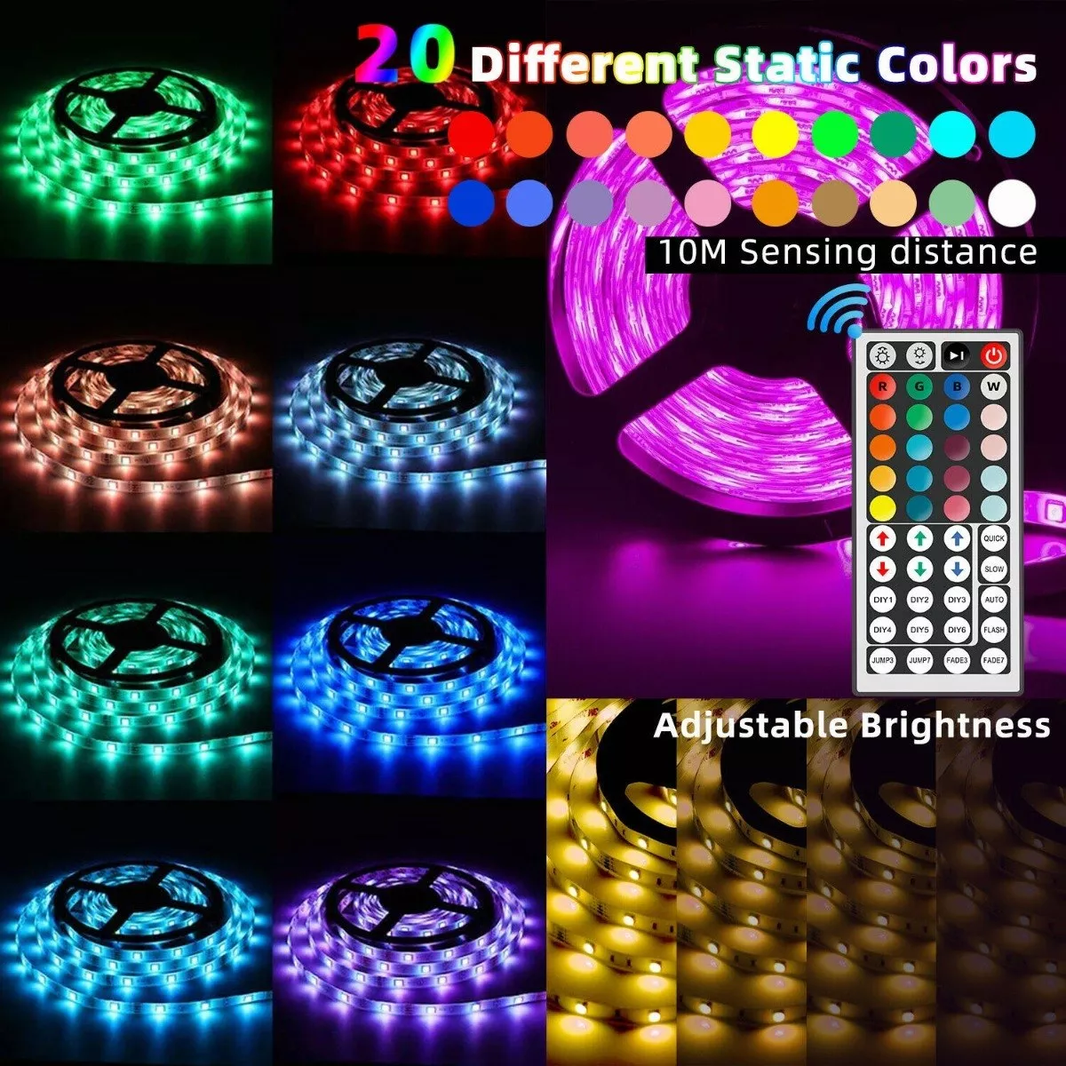 Kit De Luces De Tira Led Rgb Tiras Para Dormitorio De 20 Met