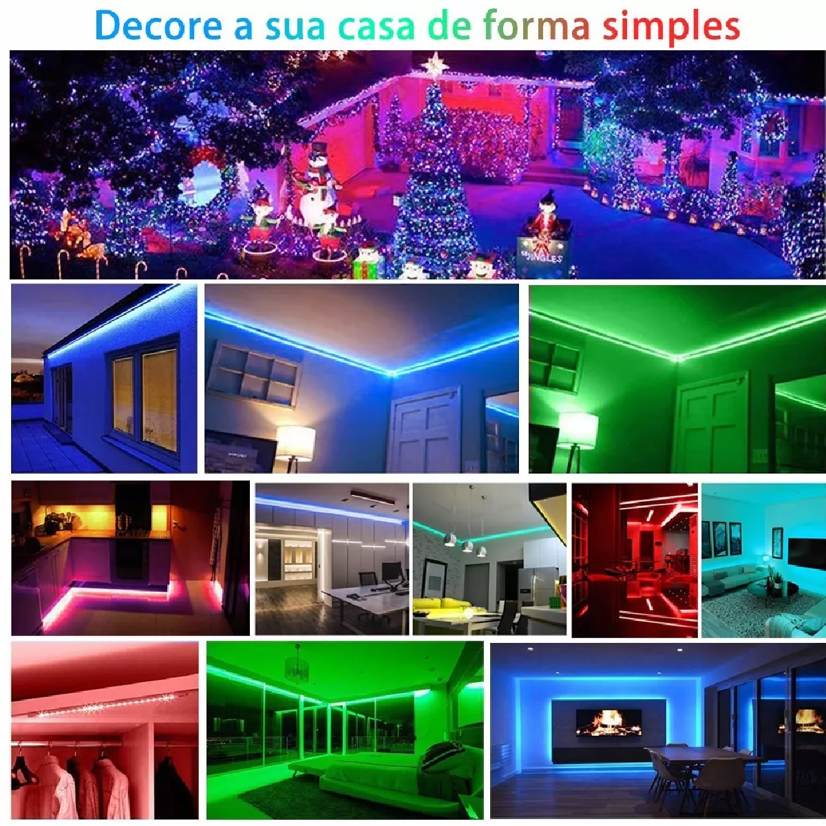 Kit De Luces De Tira Led Rgb Tiras Para Dormitorio De 20 Met