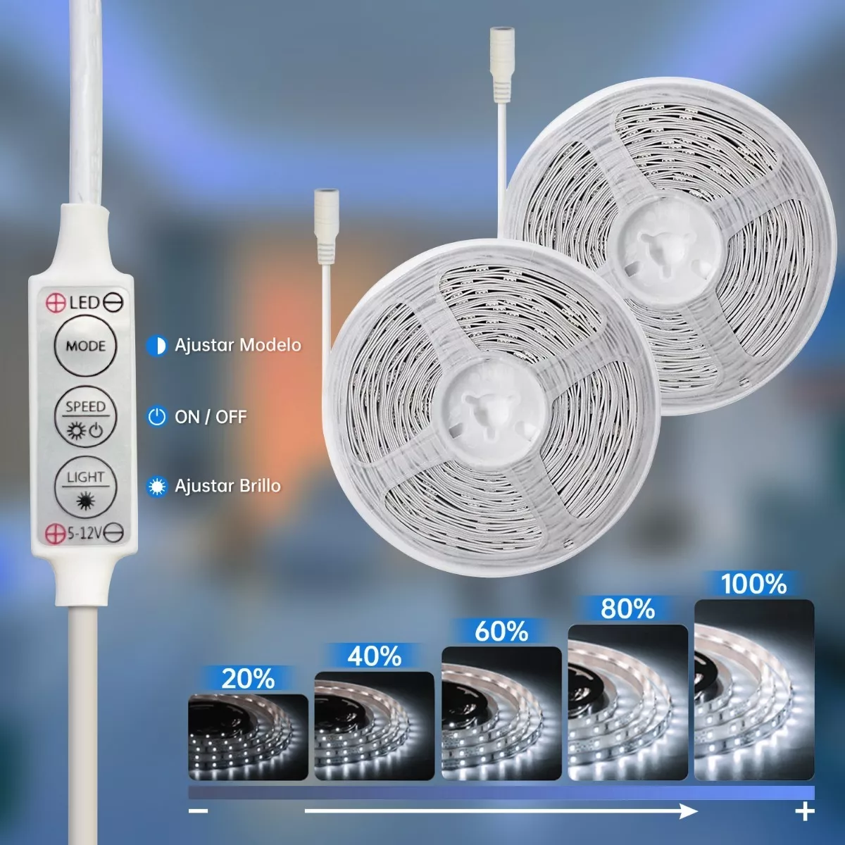 Usb Tira Led De Luz Blanca Fría Cálida Decoración 2x5m