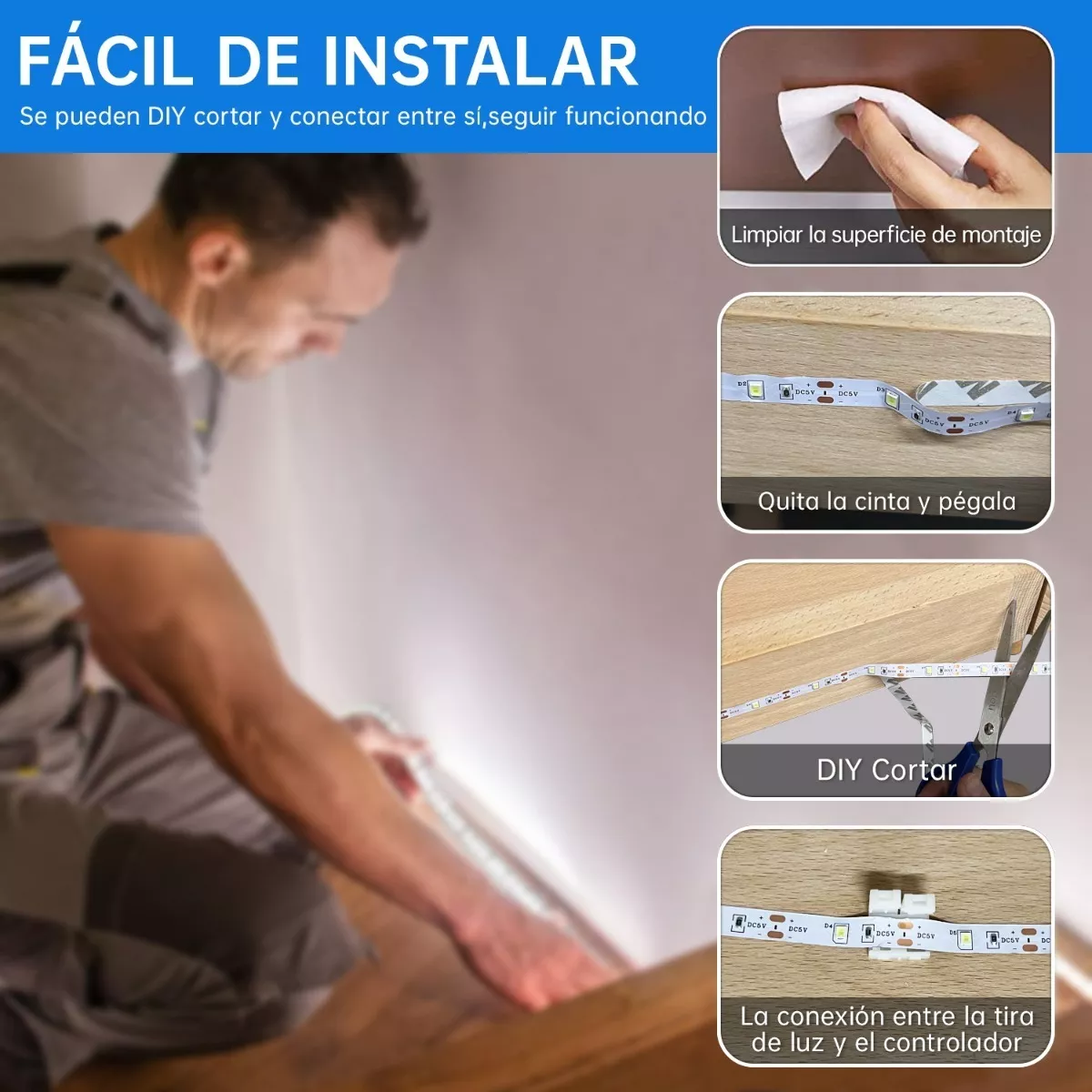 Usb Tira Led De Luz Blanca Fría Cálida Decoración 2x5m