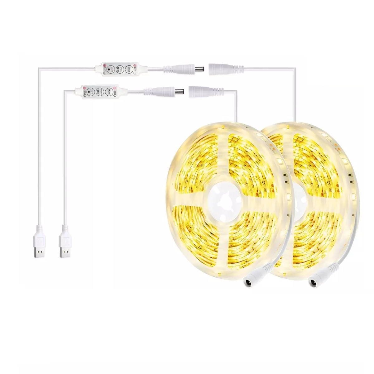 Usb Tira Led De Luz Blanca Cálida Decoración 2x5m