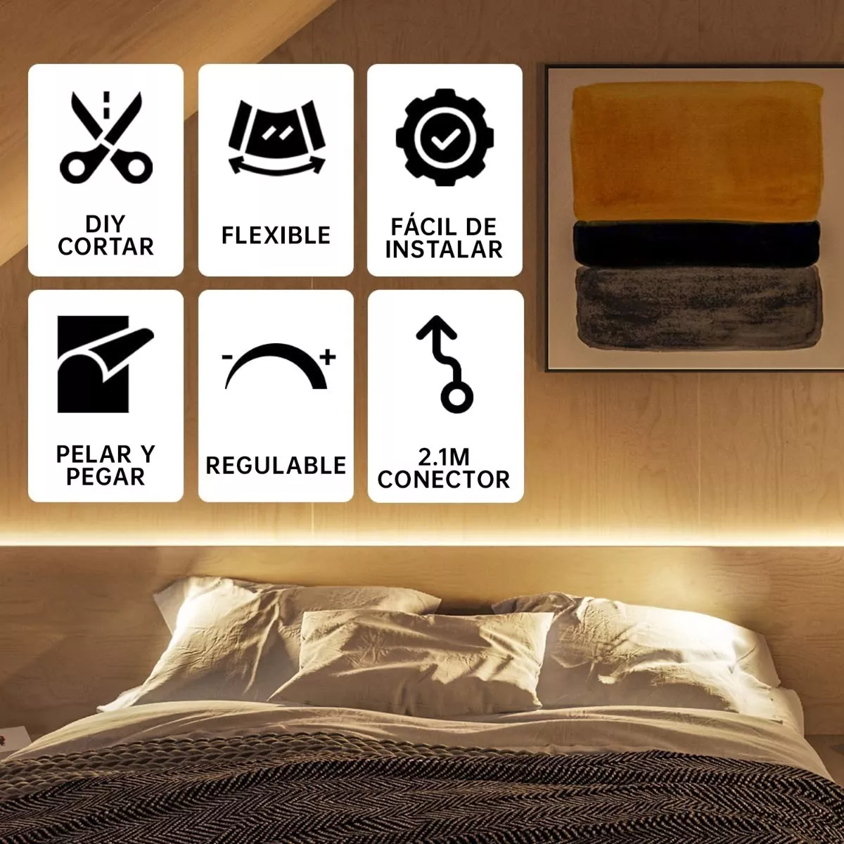 Usb Tira Led De Luz Blanca Cálida Decoración 2x5m