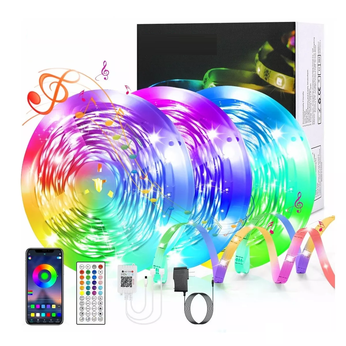 Tiras De Luces Led Bluetooth Control Por App Rgb 30m (3x10m)