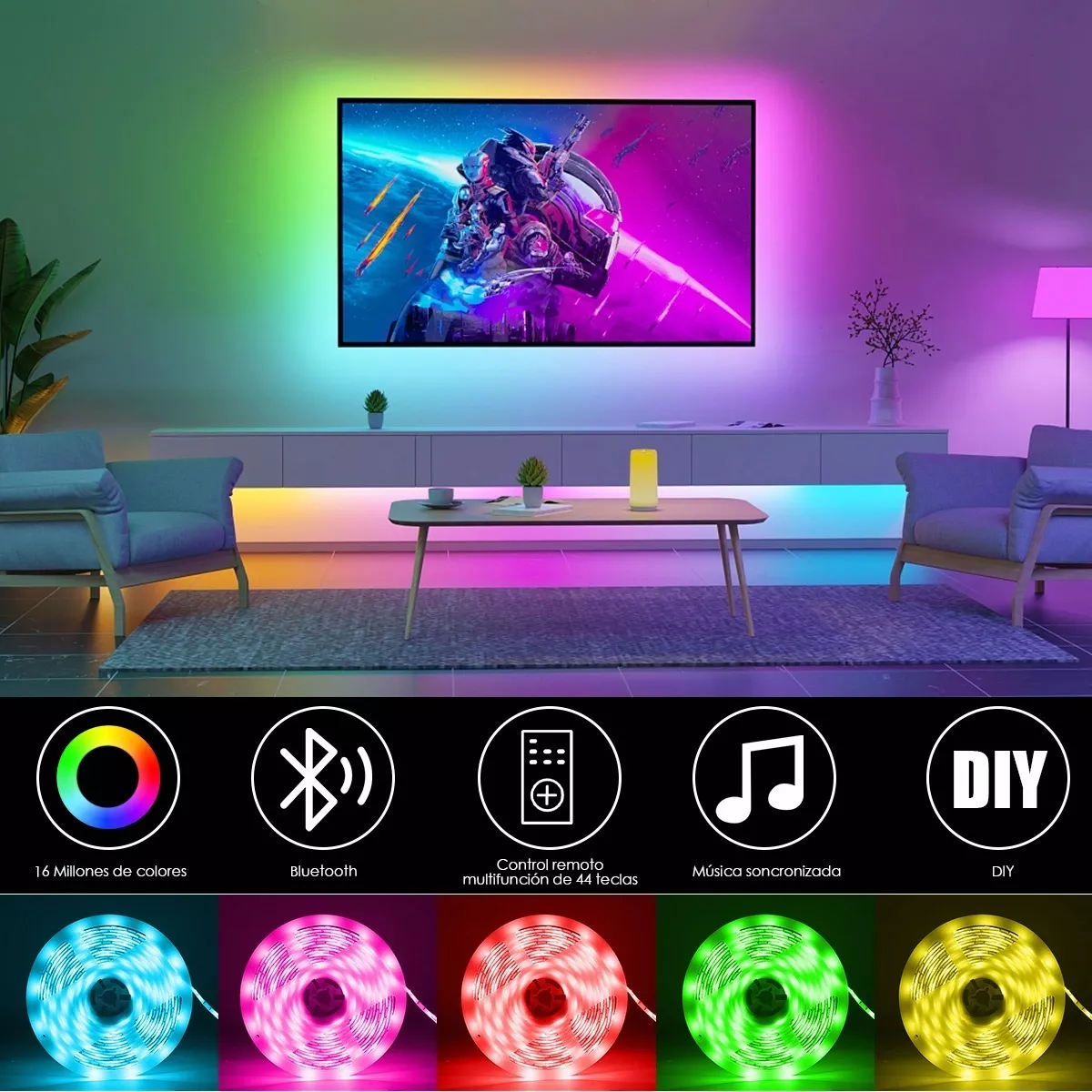 Tiras De Luces Led Bluetooth Control Por App Rgb 30m (3x10m)