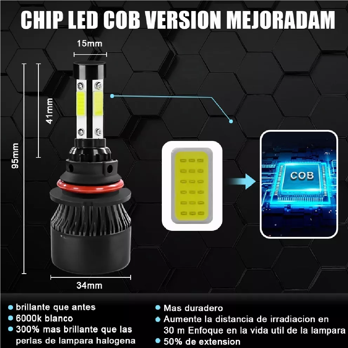 Kit De Focos Led De 4 Lados 9007 Para Luz Alta Y Baja