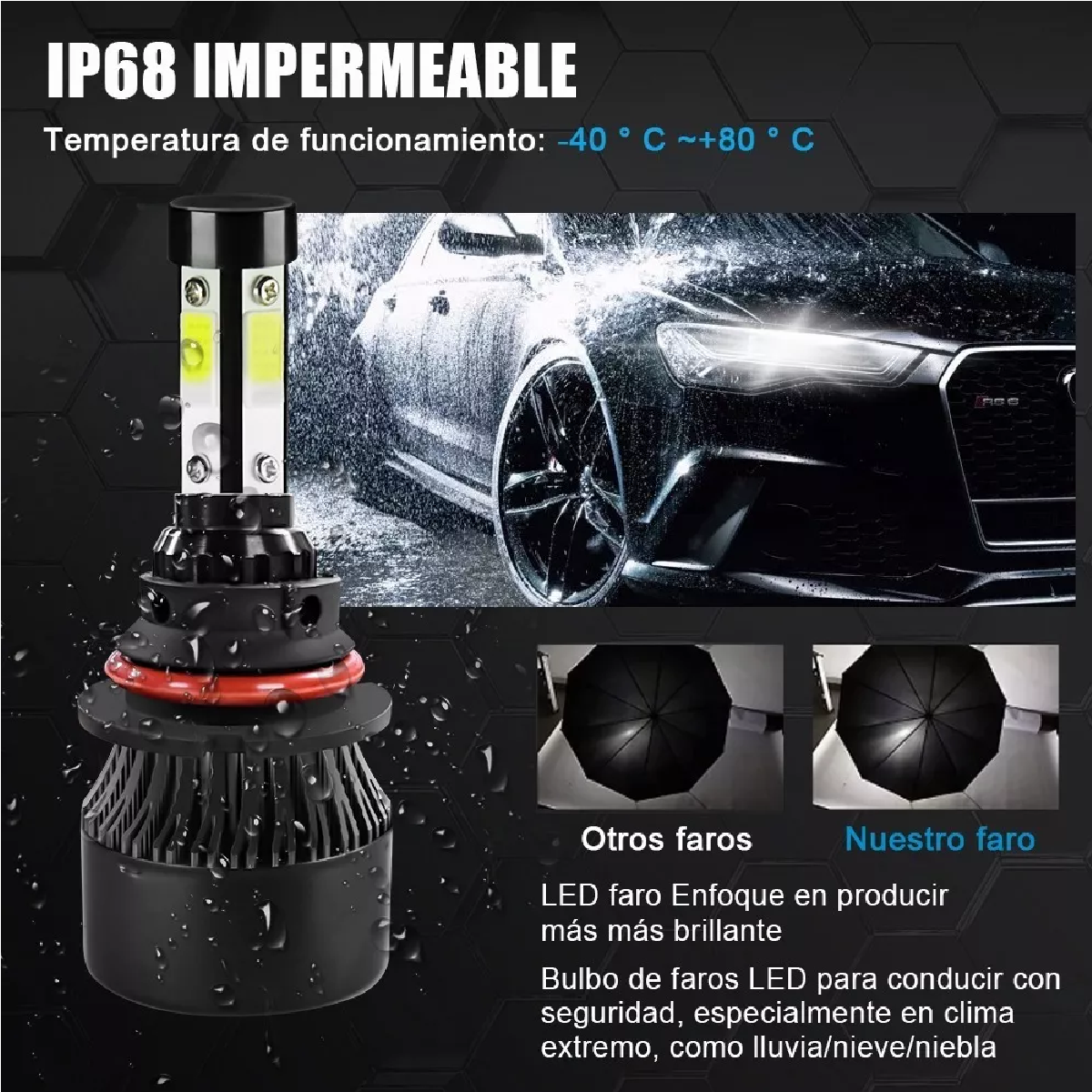 Kit De Focos Led De 4 Lados 9007 Para Luz Alta Y Baja