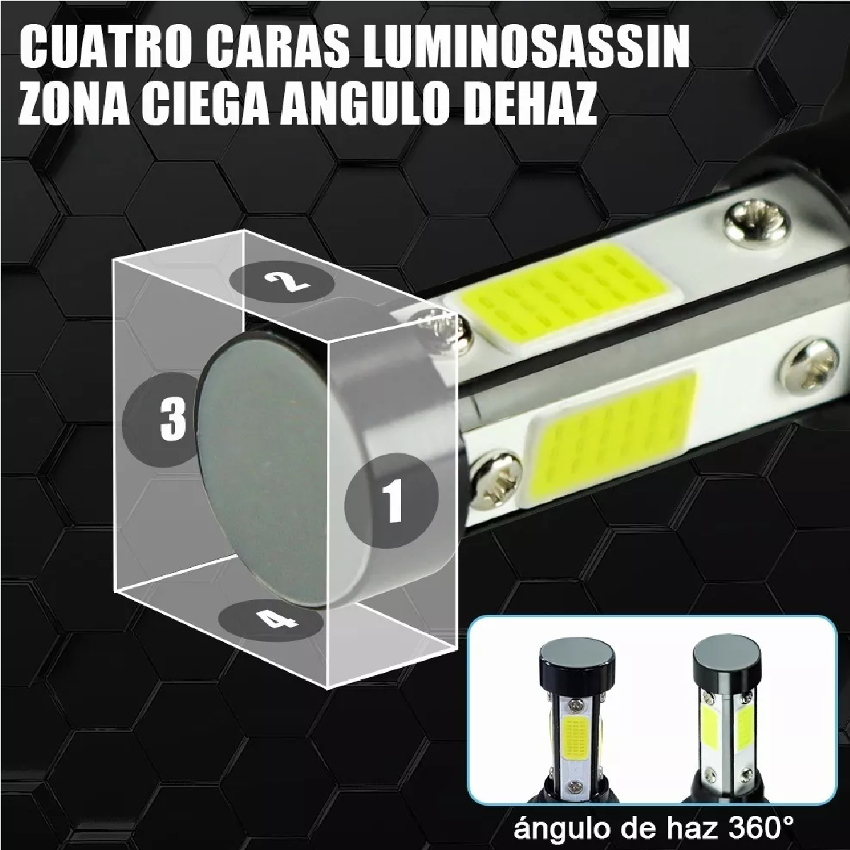 Kit De Focos Led De 4 Lados H13 Para Luz Alta Y Baja
