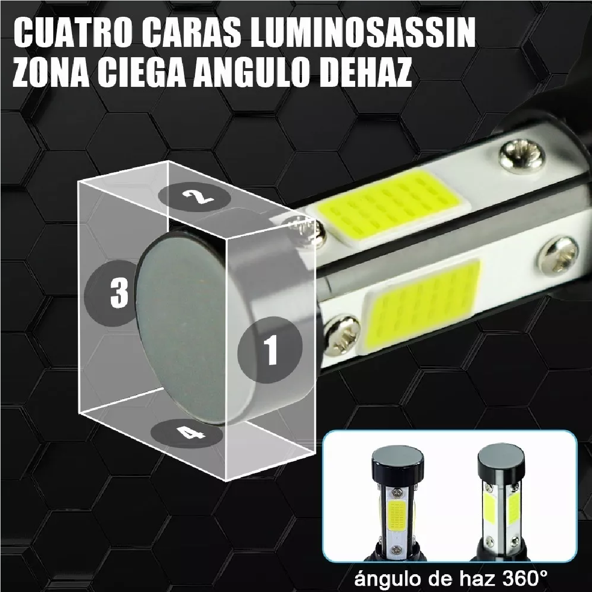 Kit De Focos Led De 4 Lados H4 Para Luz Alta Y Baja