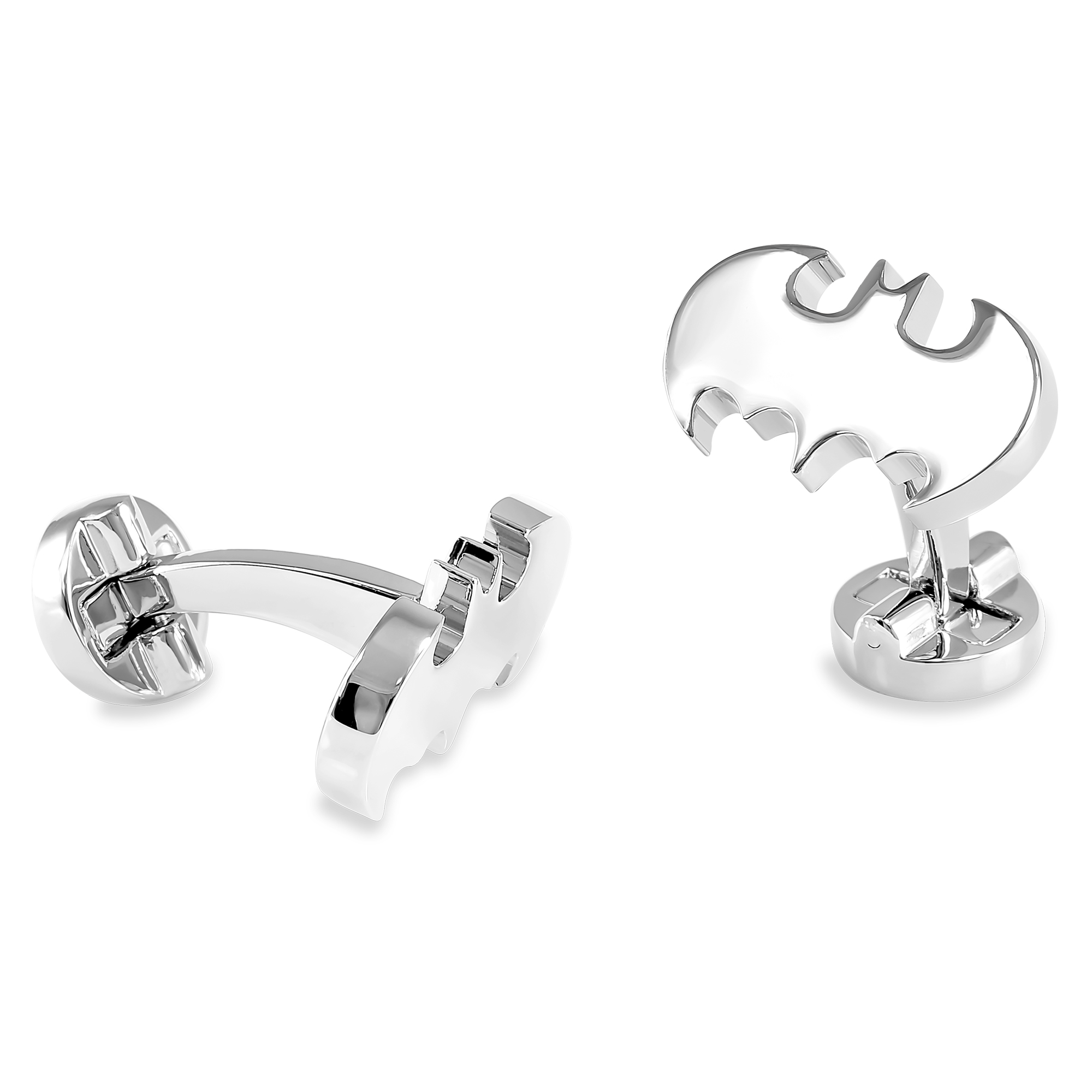 Mancuernillas estilo Batman Murcielago señal  color Plateadas Caja De Regalo 