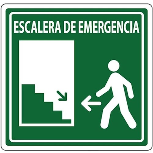 Señal de Alta Calidad MXSEV-029 20x20 cm De Evacuación Escalera de Emergencia IzquierdaAbajo Normal Señalamientos de Evacuación