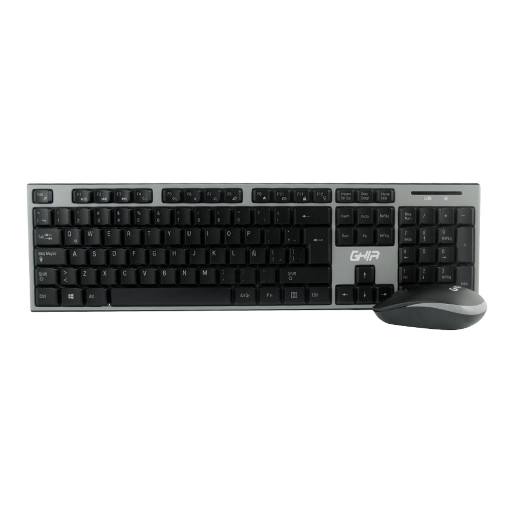 Teclado mouse combo inalambrico gt2000gn ghia color gris usb pc laptop computadora casa negocio ofi