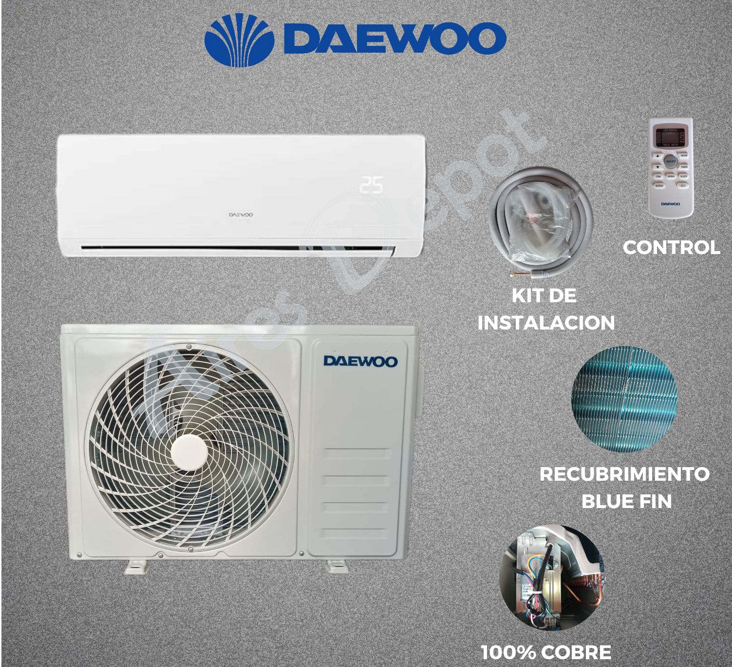 AIRE ACONDICIONADO DAEWOO12,000 BTUS 220V SOLO FRIO R410 ESTANDAR