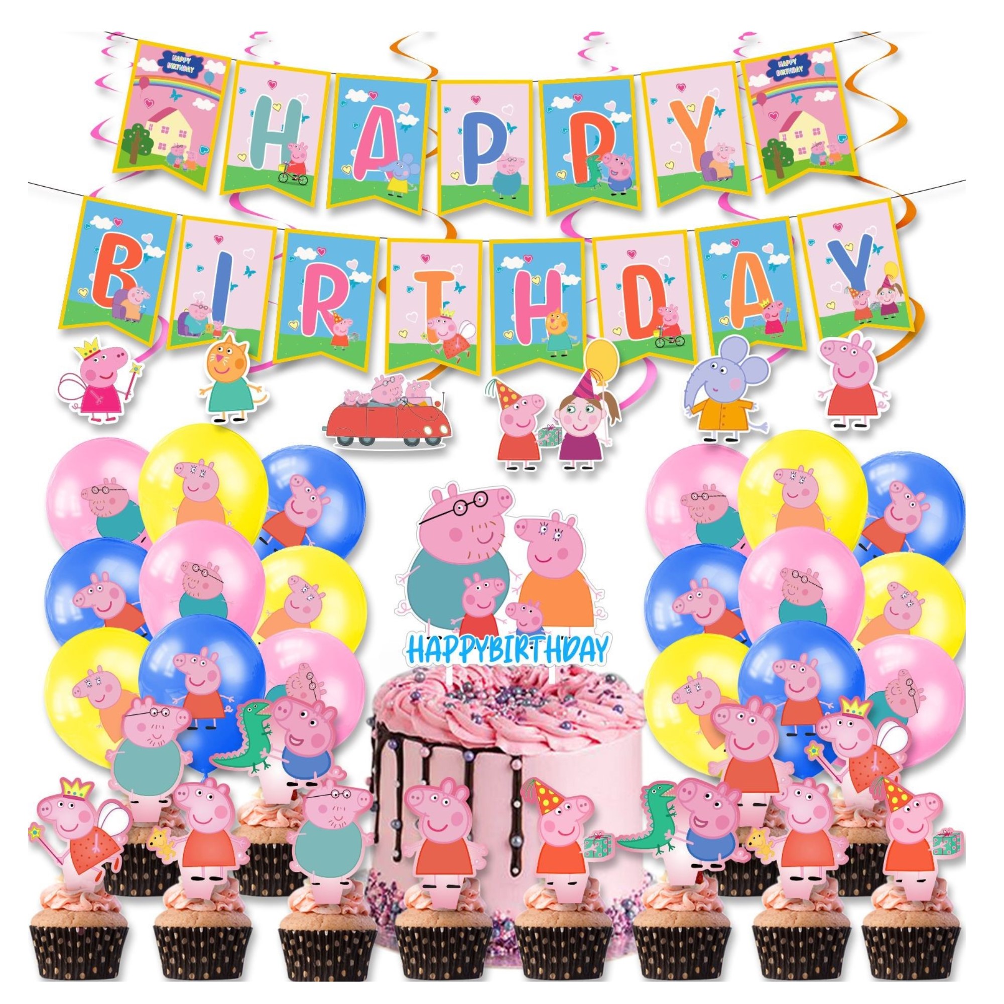 Peppa Globos De Cumpleaños Decoración Kit De Fiesta