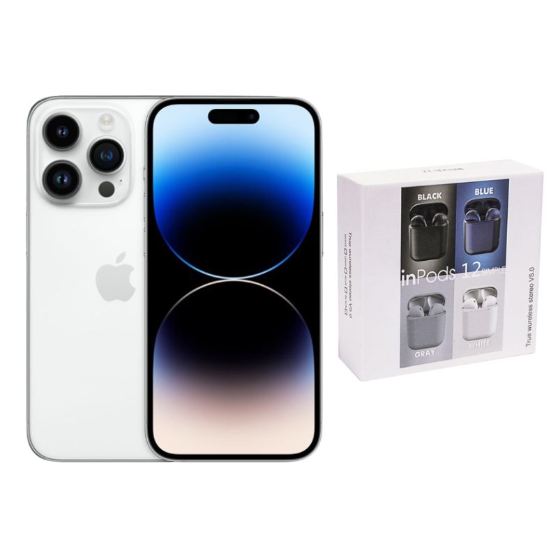 iPhone 14 Pro Max 128GB Plata Desbloqueado E-SIM + Audífonos Genéricos