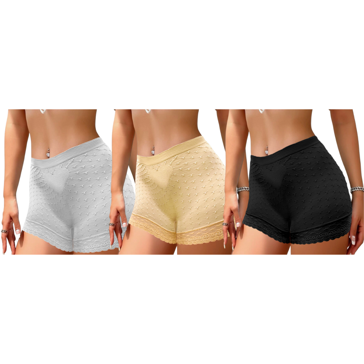 Pack 3 Shorts Corto Interior Con Faja Alta Mujer Boxer Dama