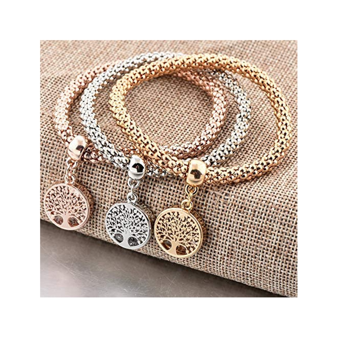 A Cardi Set de 3 Pulseras Mujer Acero Inoxidable Arbol de la Vida