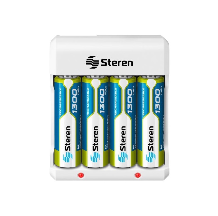 Cargador De Pilas Aa Y Aaa Incluye 4 Pilas Aa Steren Crg-015
