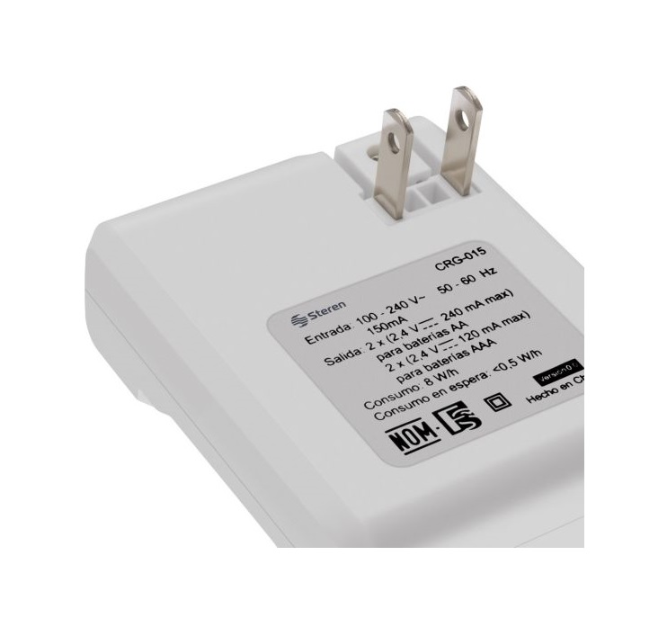 Cargador De Pilas Aa Y Aaa Incluye 4 Pilas Aa Steren Crg-015