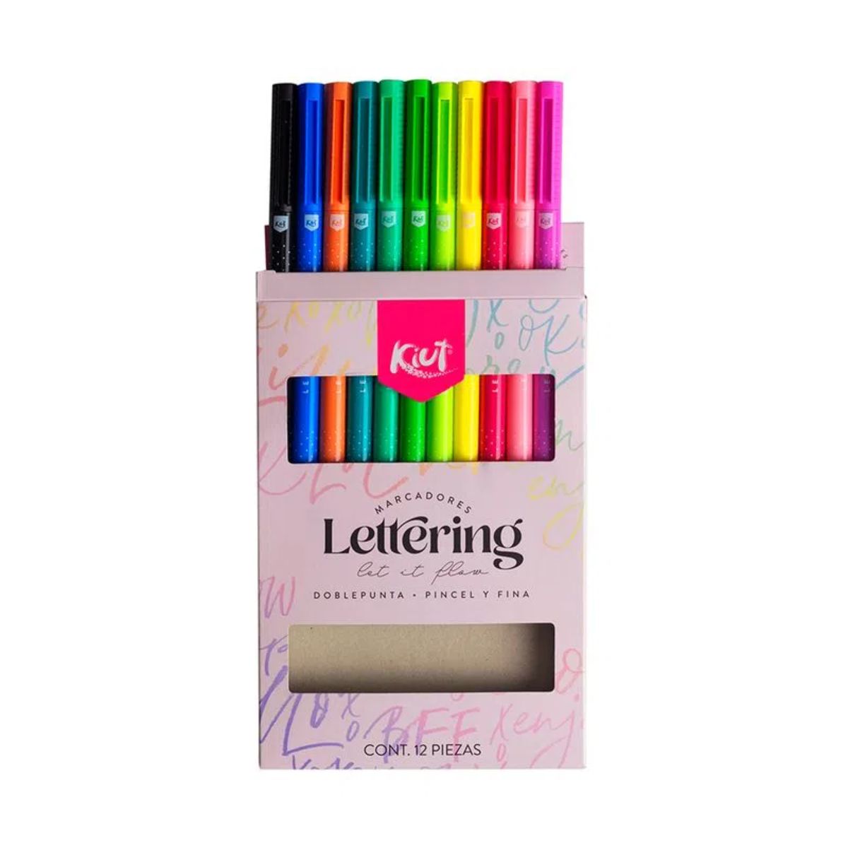 Marcadores Lettering Kiut Doble Punta (Pincel y fina) C/12 Pzas