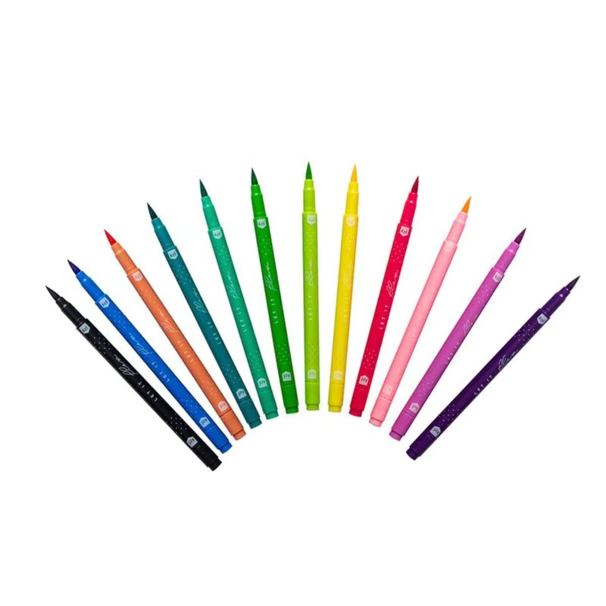 Marcadores Lettering Kiut Doble Punta (Pincel y fina) C/12 Pzas