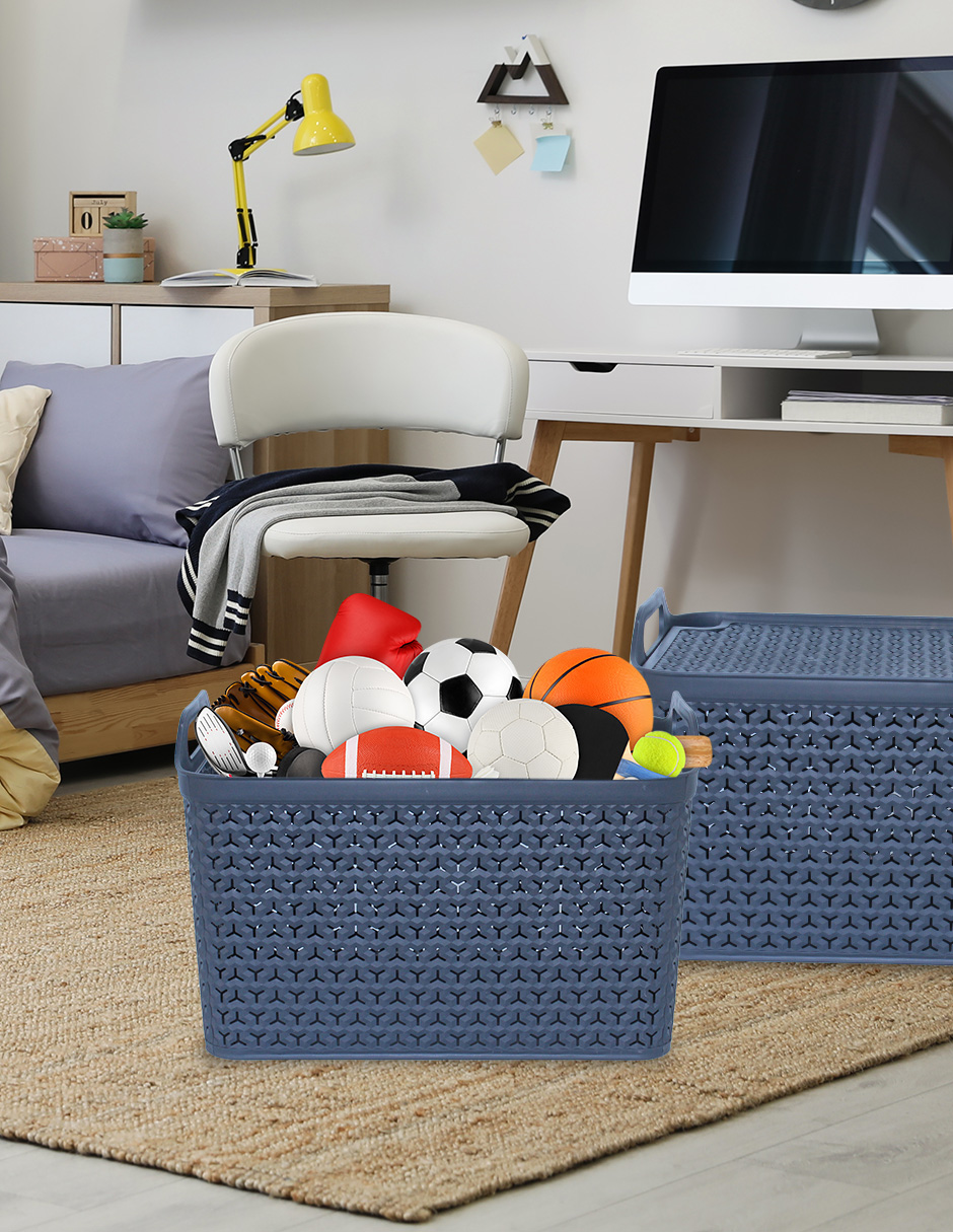 Cesta Apilable Multiusos Canasta De Plástico Strata Extra Grande, Azul