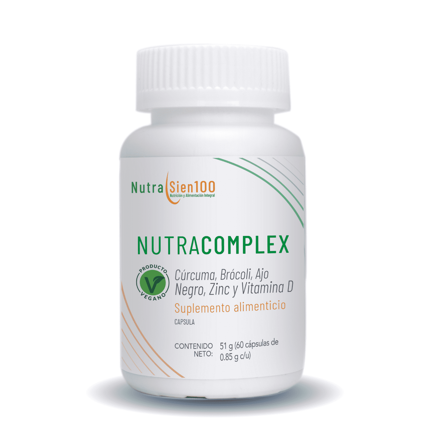 Cúrcuma orgánica con Ajo Negro, Zinc y Vitamina D | Nutracomplex | Nutrasien100 | Suplemento natural | 60 Porciones