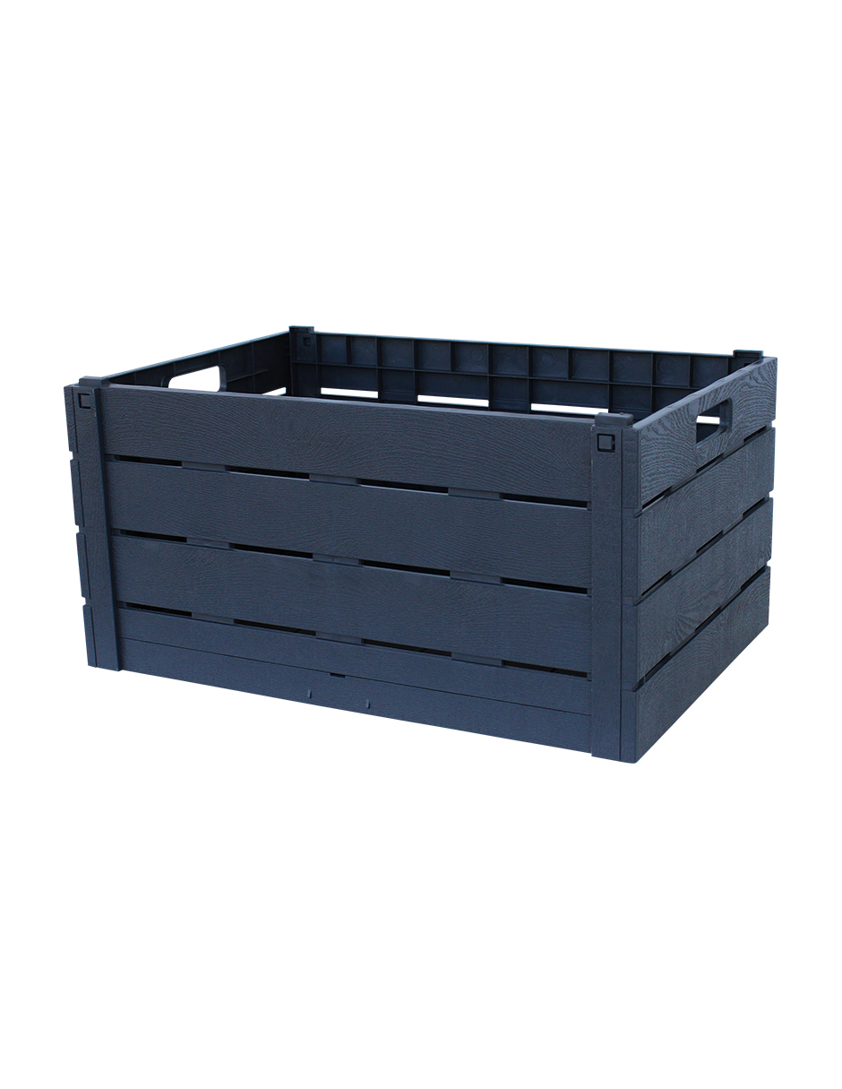 Caja Plegable Efecto Madera Fácil De Armar. Strata, Azul