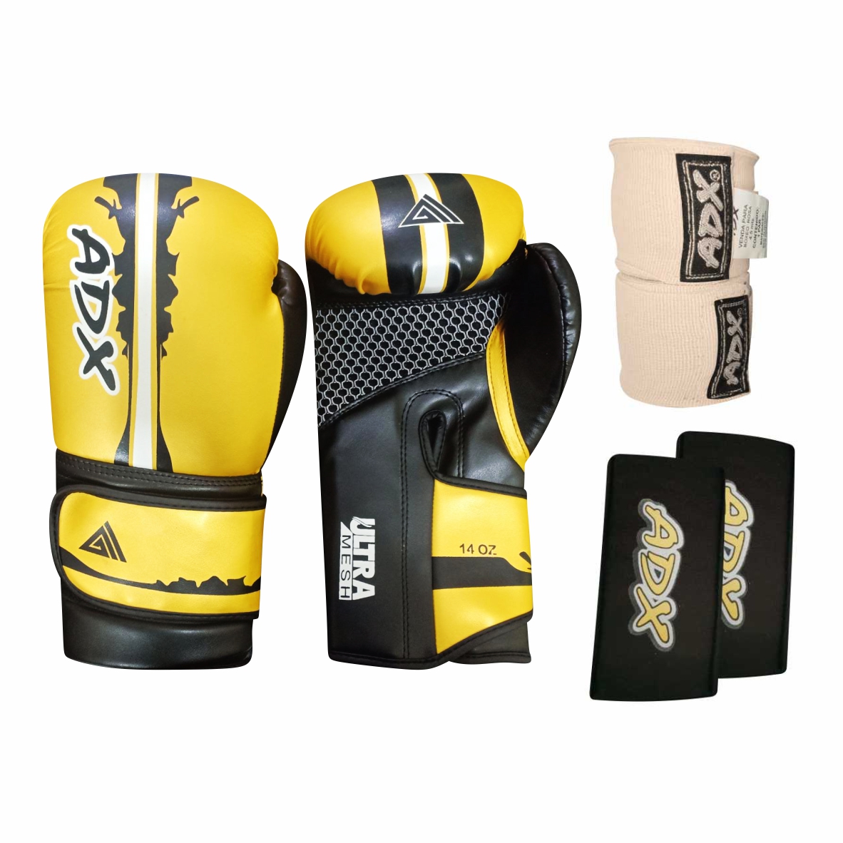 KIT DE GUANTES ADX ENTRENAMIENTO BOX MOD FURIOUS + COMPLEMENTOS