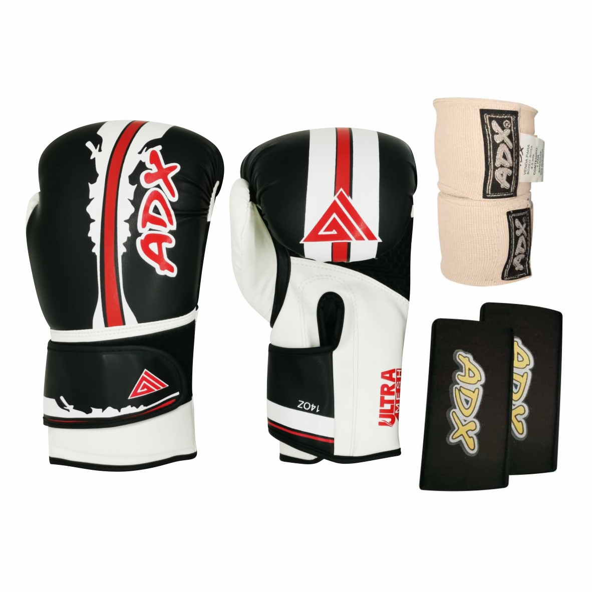 KIT DE GUANTES ADX ENTRENAMIENTO BOX MOD FURIOUS + COMPLEMENTOS