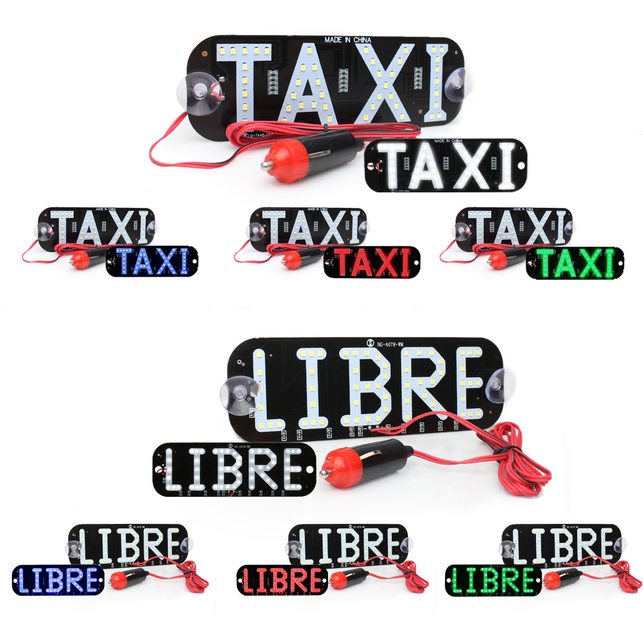 Letrero Taxi Libre Led Con Ventosas Parabrisas Medallon