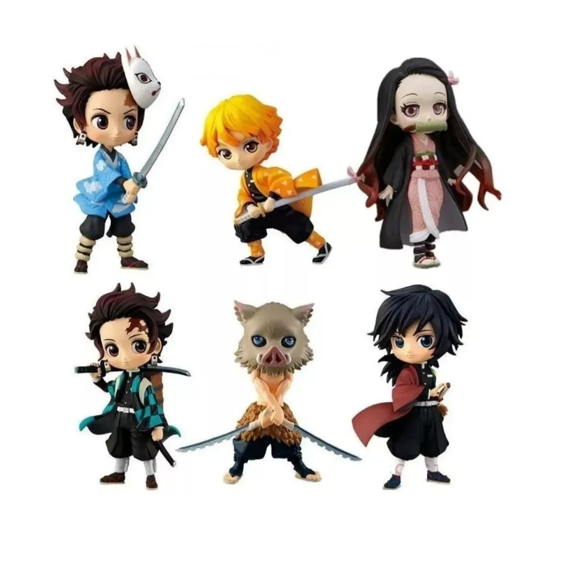 Kit De 6 Figuras De Demon Slayer Juguetes Muñecos Anime