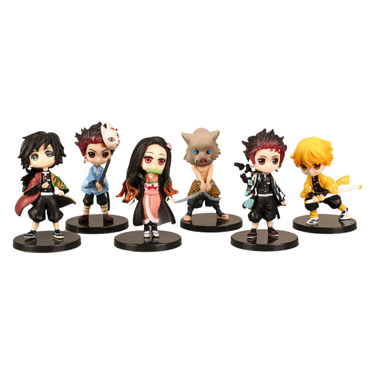 Kit De 6 Figuras De Demon Slayer Juguetes Muñecos Anime