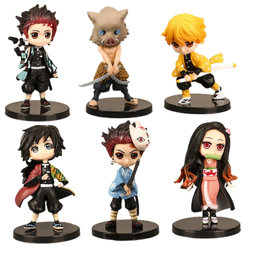 Kit De 6 Figuras De Demon Slayer Juguetes Muñecos Anime