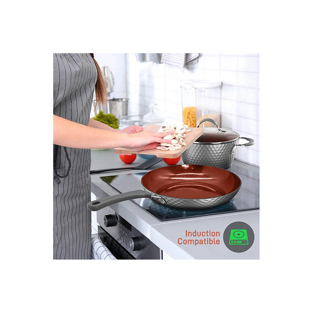 nutrichef Batería Excilon, utensilios de cocina para el hogar, juego de ollas con cacerolas, sartenes, ollas, tapas, sin PTFE/PFOA/PFOS, 11 piezas,