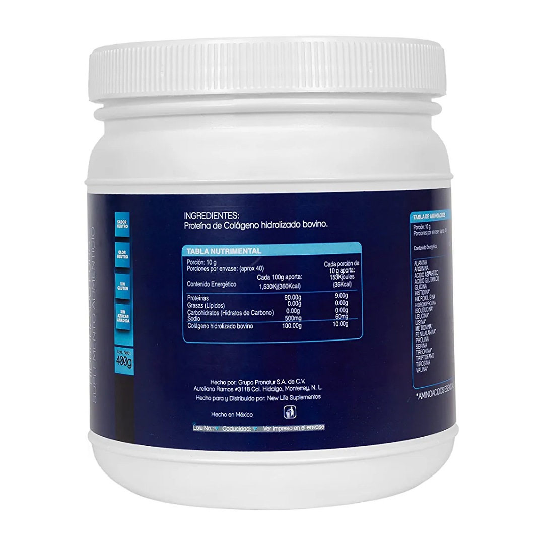 COLÁGENO HIDROLIZADO 100% PURO | Sin sabor | Sin azúcar | Sin aditivos | Incluye medida dosificadora para tomar la dosis adecuada | Mezcla con tu bebida favorita