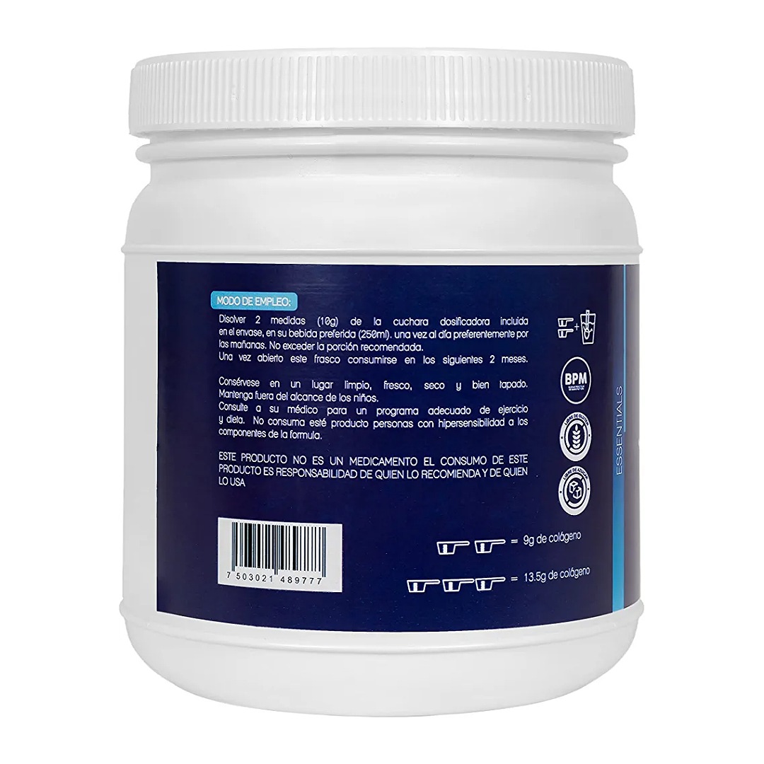 COLÁGENO HIDROLIZADO 100% PURO | Sin sabor | Sin azúcar | Sin aditivos | Incluye medida dosificadora para tomar la dosis adecuada | Mezcla con tu bebida favorita