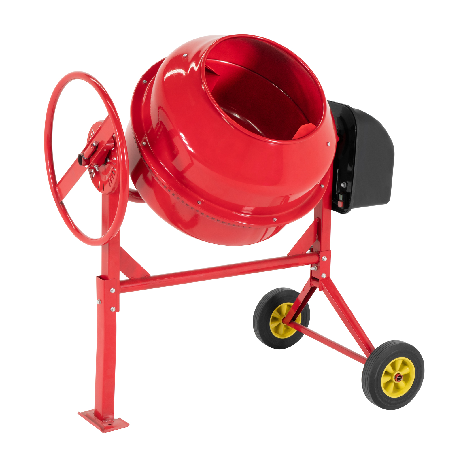 Revolvedora de Cemento Stuka Eléctrica de 160 L Motor de 1 HP Volante 110V Ruedas de Traslado Mezcladora de Cemento