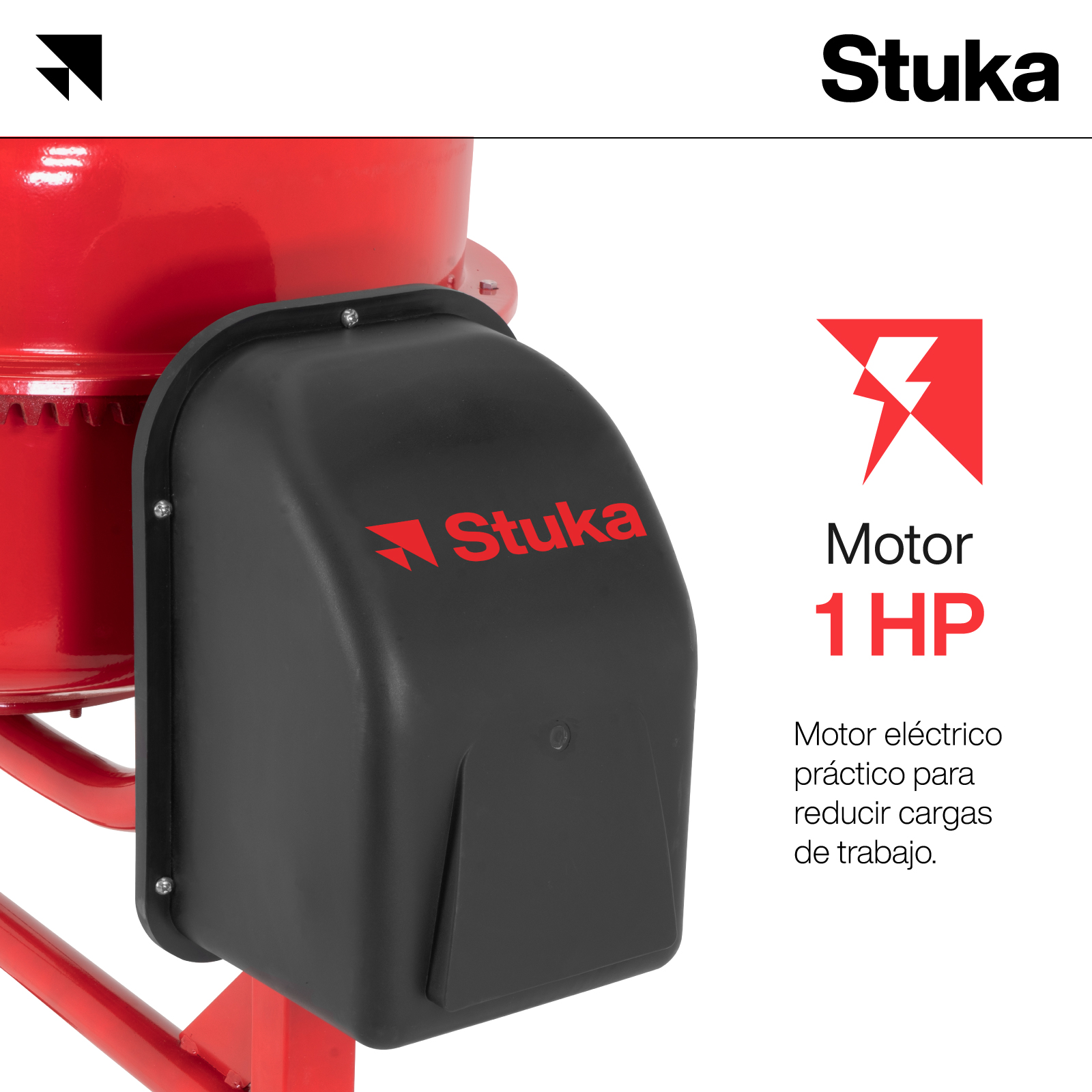 Revolvedora de Cemento Stuka Eléctrica de 160 L Motor de 1 HP Volante 110V Ruedas de Traslado Mezcladora de Cemento