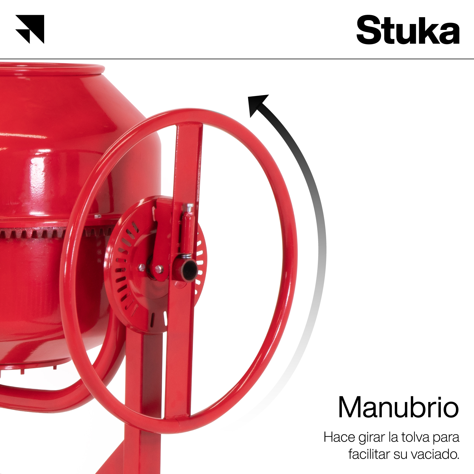 Revolvedora de Cemento Stuka Eléctrica de 160 L Motor de 1 HP Volante 110V Ruedas de Traslado Mezcladora de Cemento