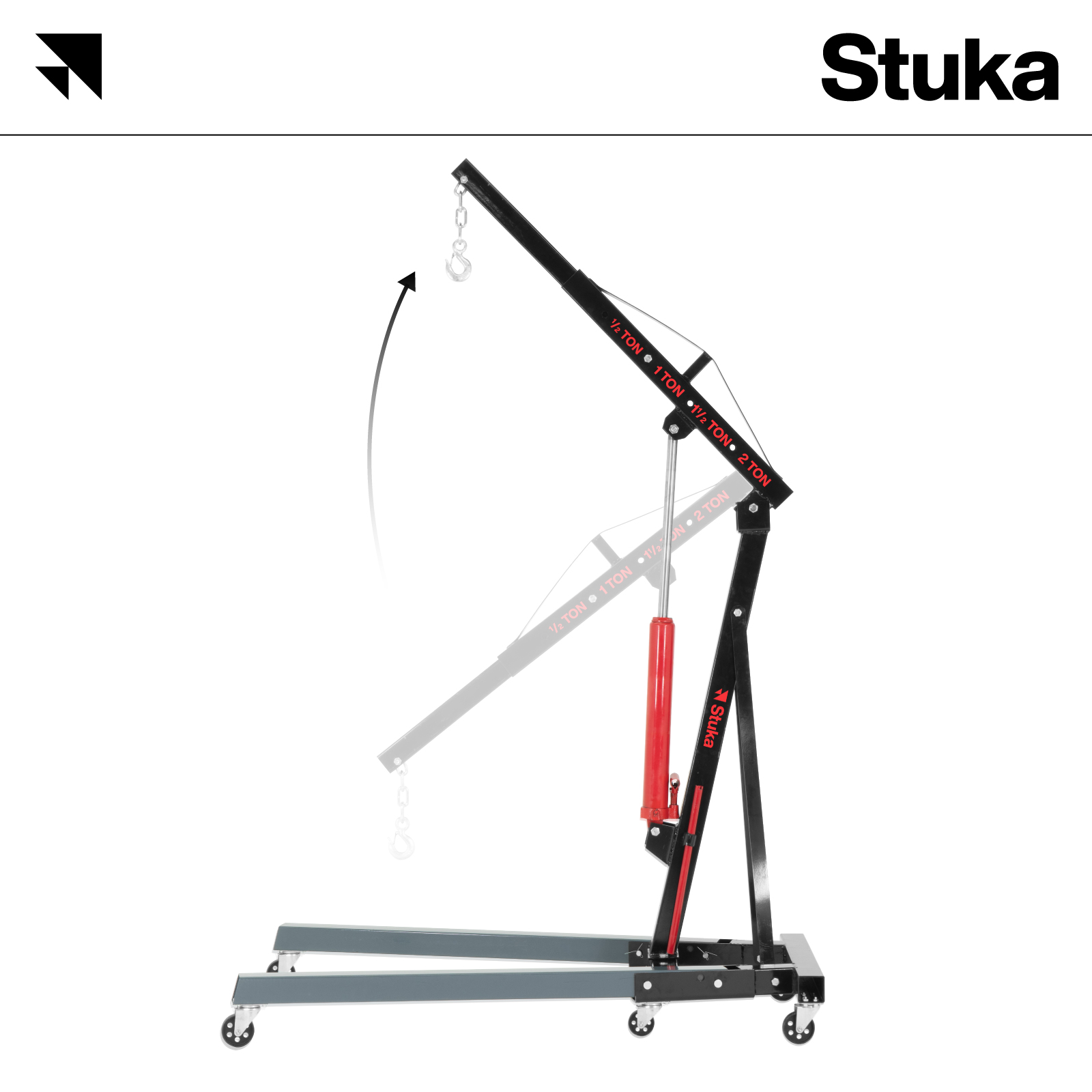  Pluma Hidráulica Stuka 2 Toneladas Plegable para Automotriz