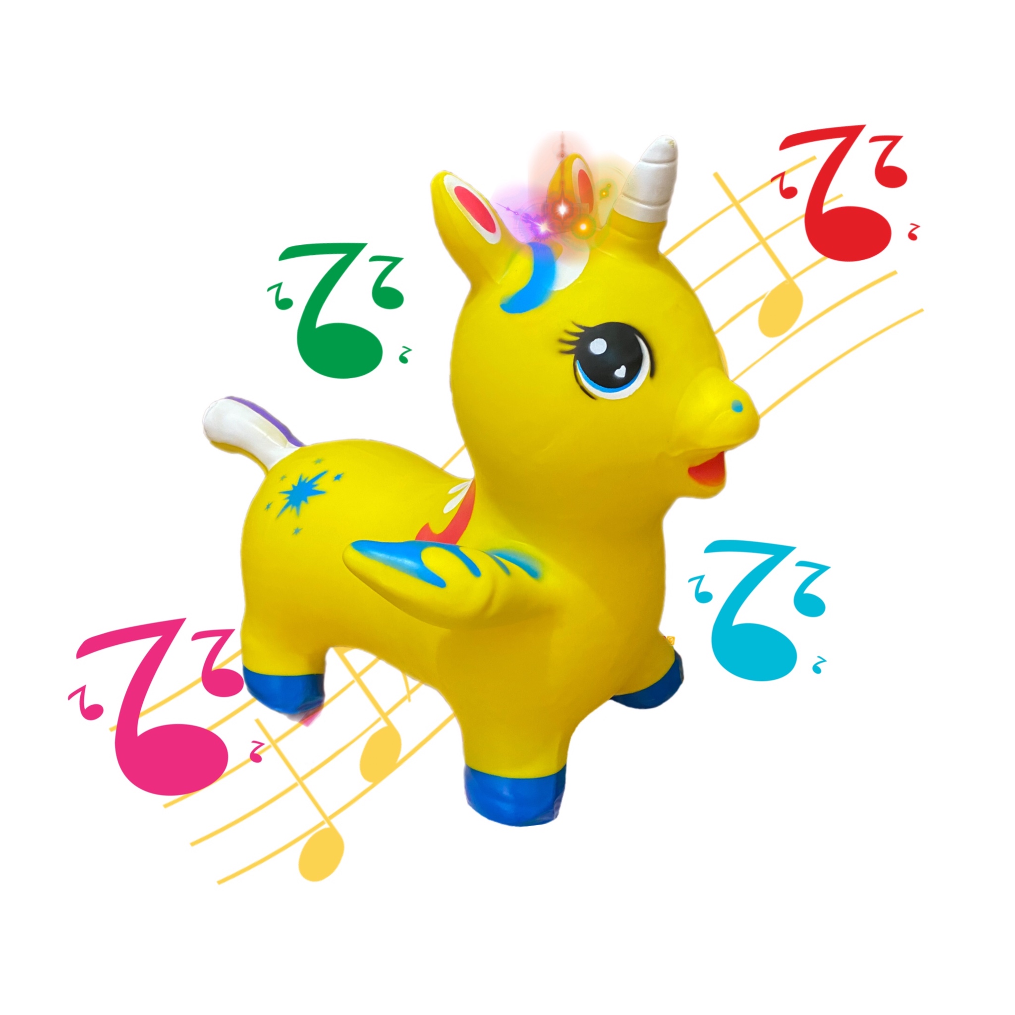 Montable Unicornio Con Alas Brincolín Con Luz Y Sonido