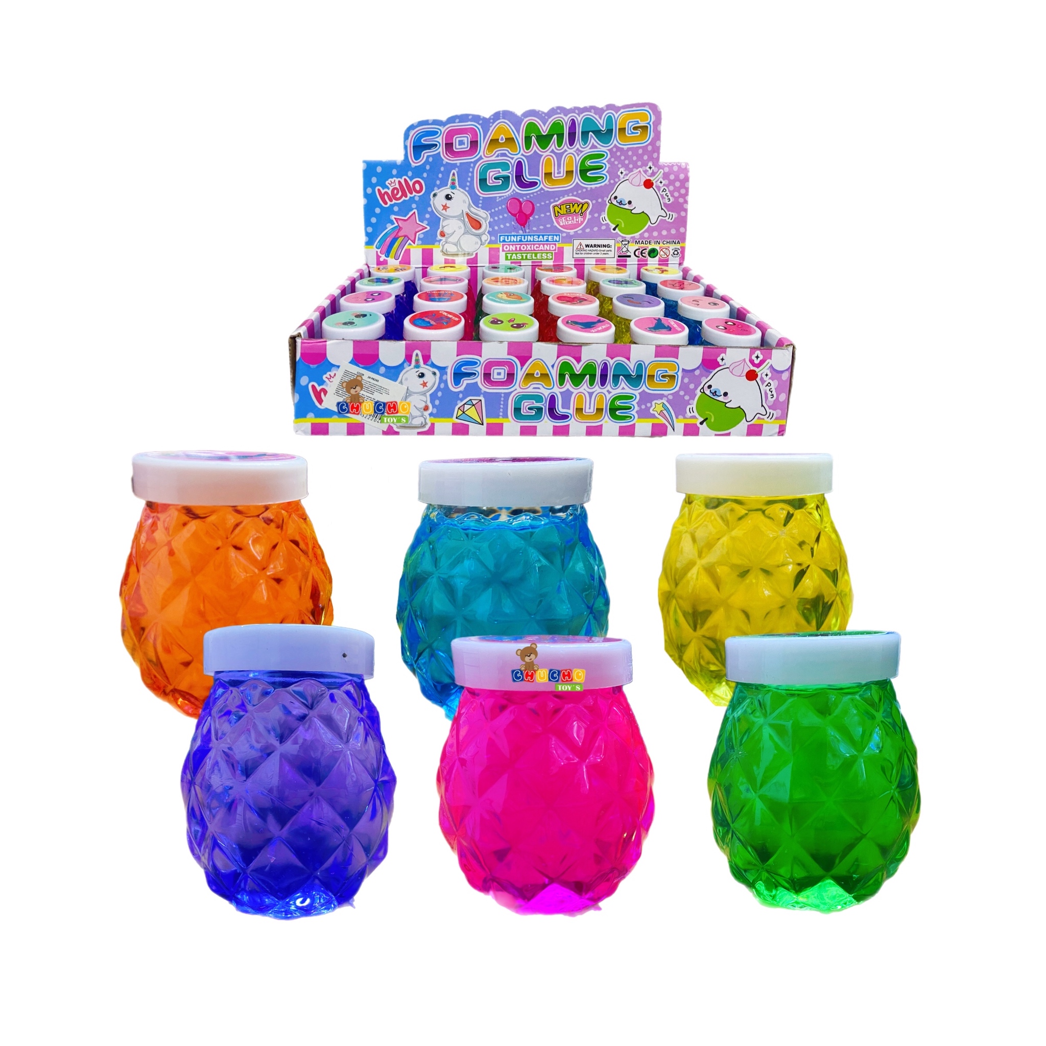 Slime Frasco Piña Figuras Moco Gorila Brillos Caja Con 24pz