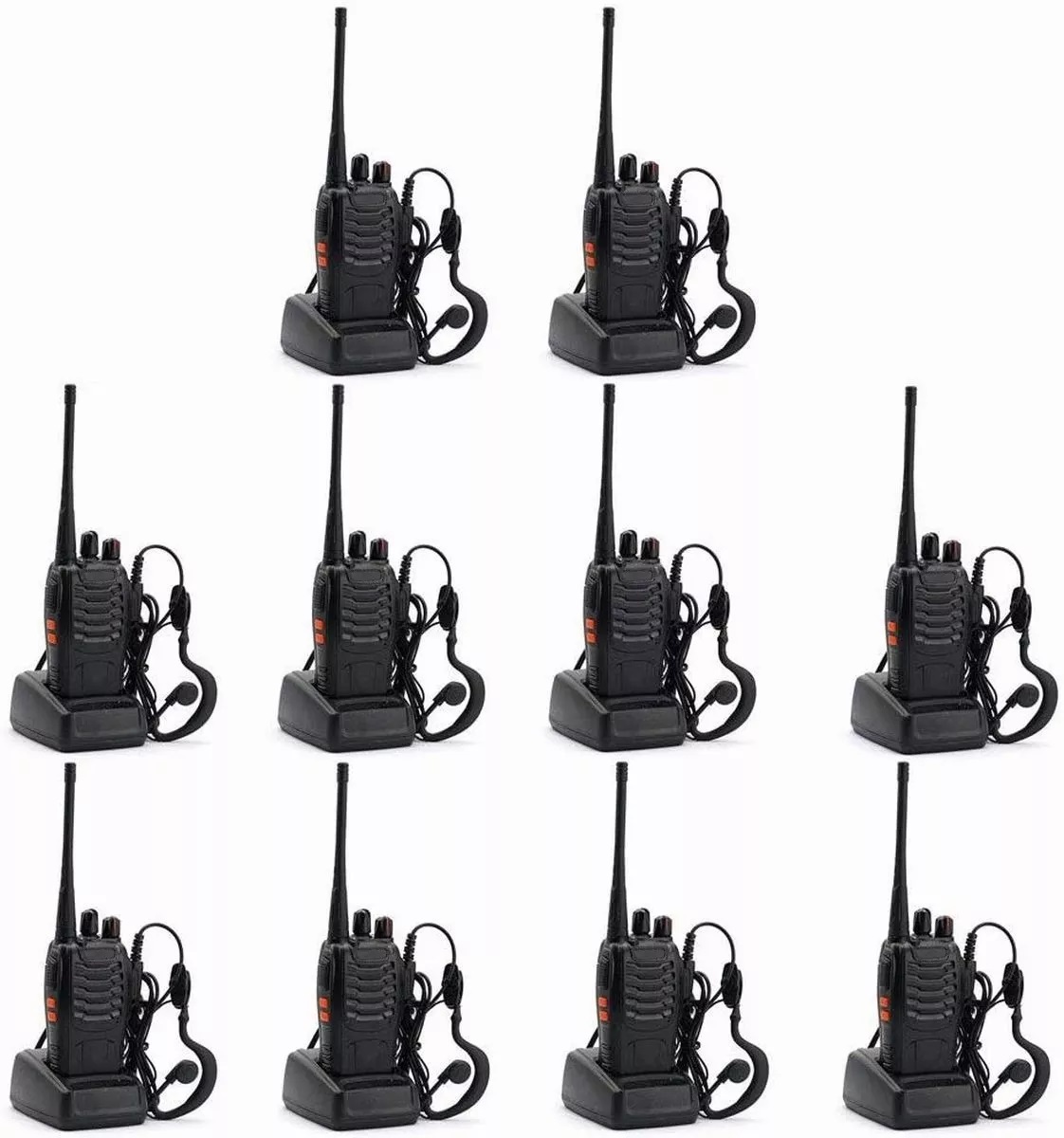 10pz Radios Bf-888s Uhf Walkie Talkie Con Linterna Cable Usb