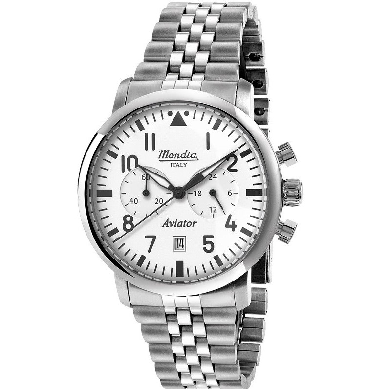 Reloj Mondia Italy - 1946 Aviator Cronógrafo - Caballero - Acero 316 L - 42 mm - Made in Italy